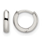 Stainless Steel Polished Hinged Huggie Hoop Earrings