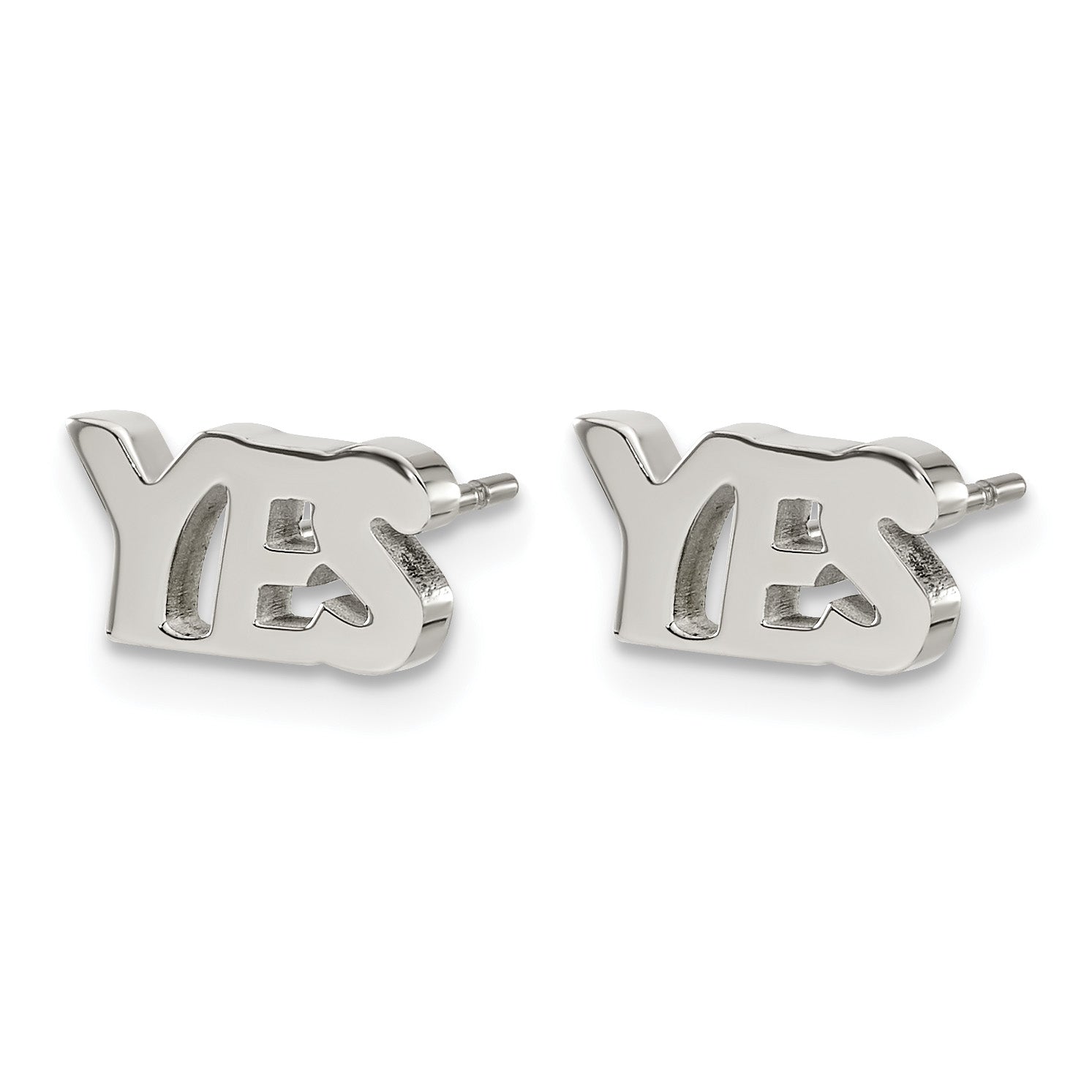 Stainless Steel Polished Button Earrings Secondary image