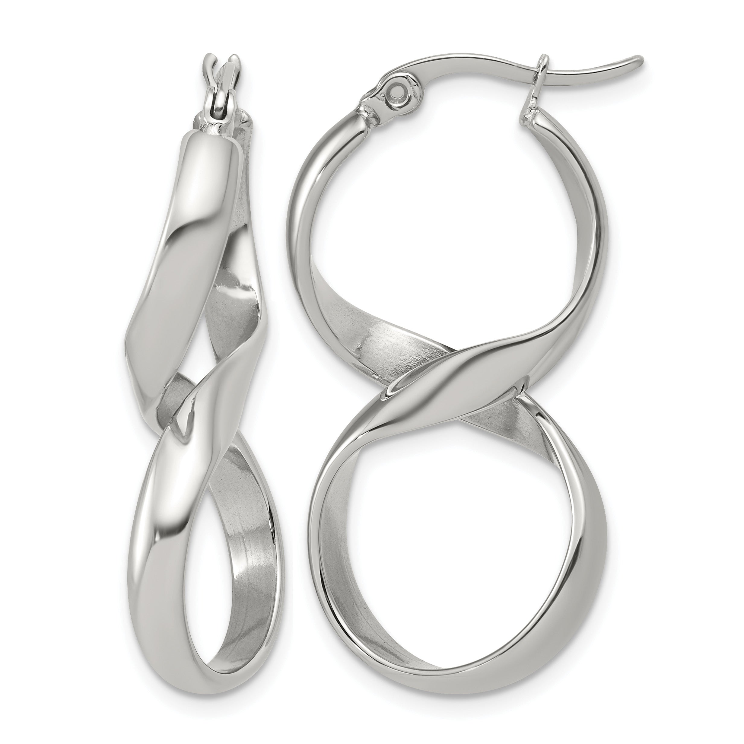 Stainless Steel Polished Infinity Hoop Earrings for Women