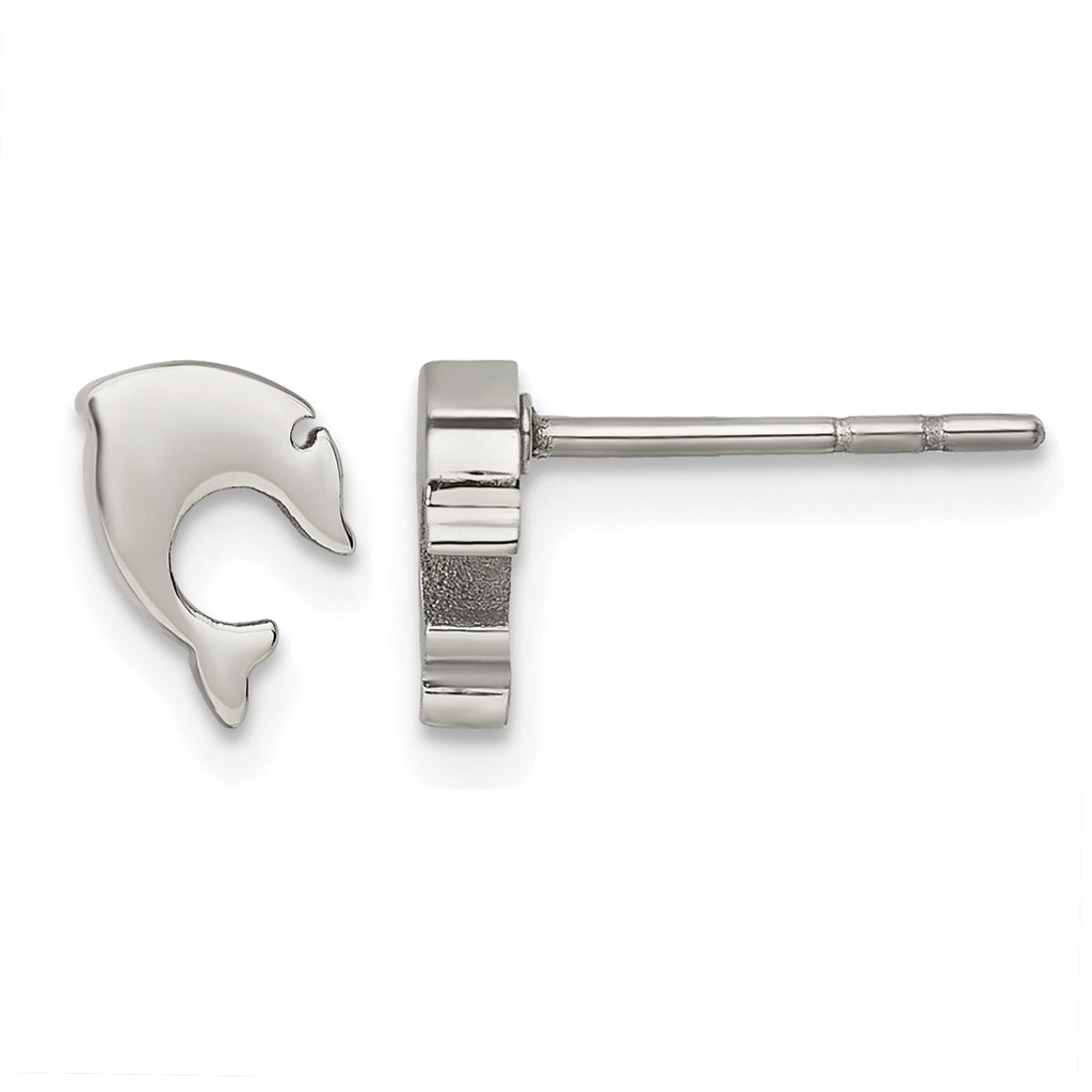 Stainless Steel Polished Button Earrings for Women