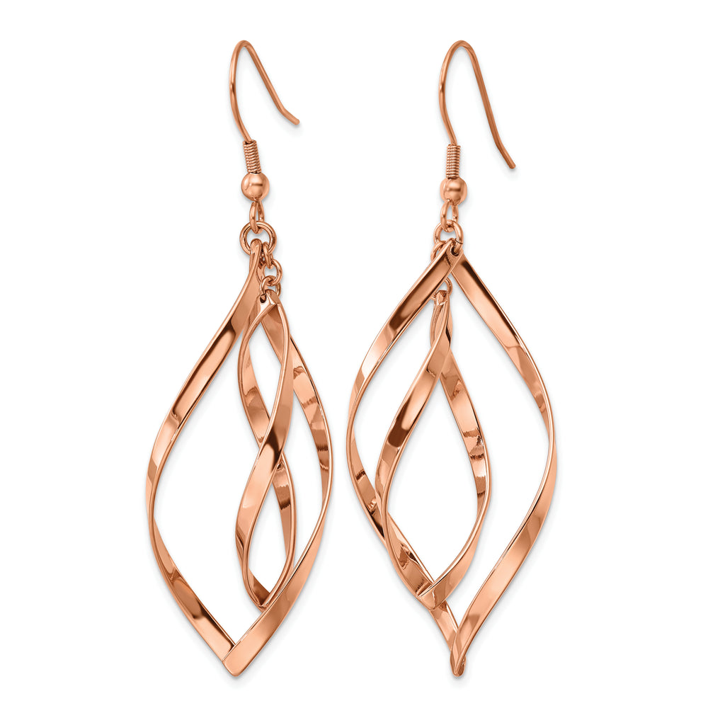 Stainless Steel Rose Gold-Tone Polished Drop Dangle Earrings for Women