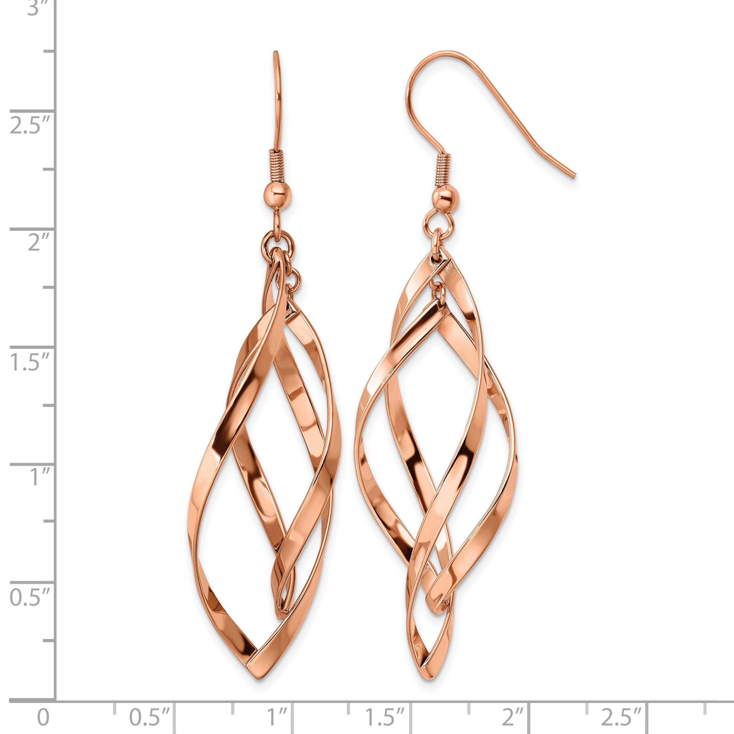 Stainless Steel Rose Gold-Tone Polished Drop Dangle Earrings for Women