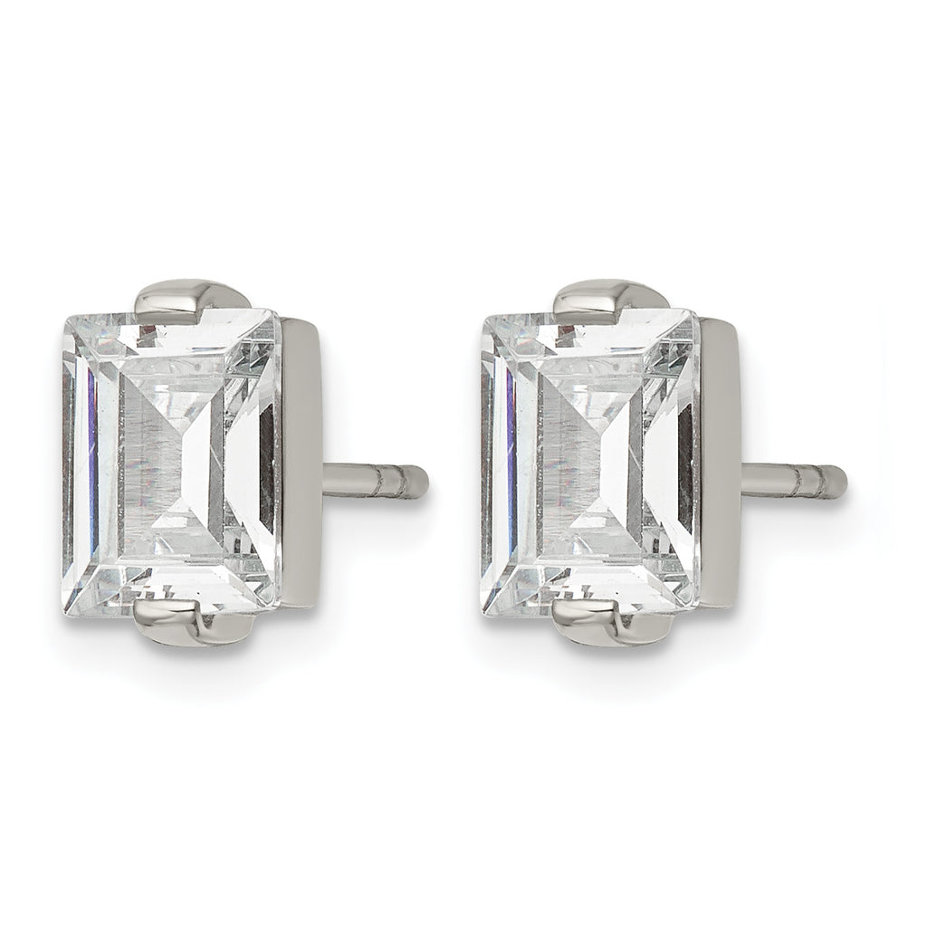 Stainless Steel Polished Cubic Zirconia Stud Earrings