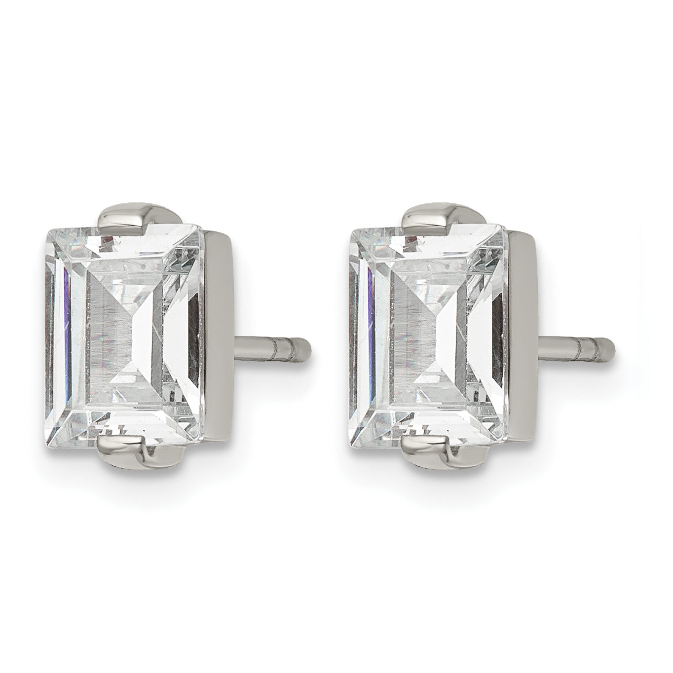 Stainless Steel Polished Cubic Zirconia Stud Earrings