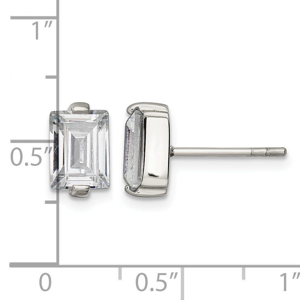 Stainless Steel Polished Cubic Zirconia Stud Earrings