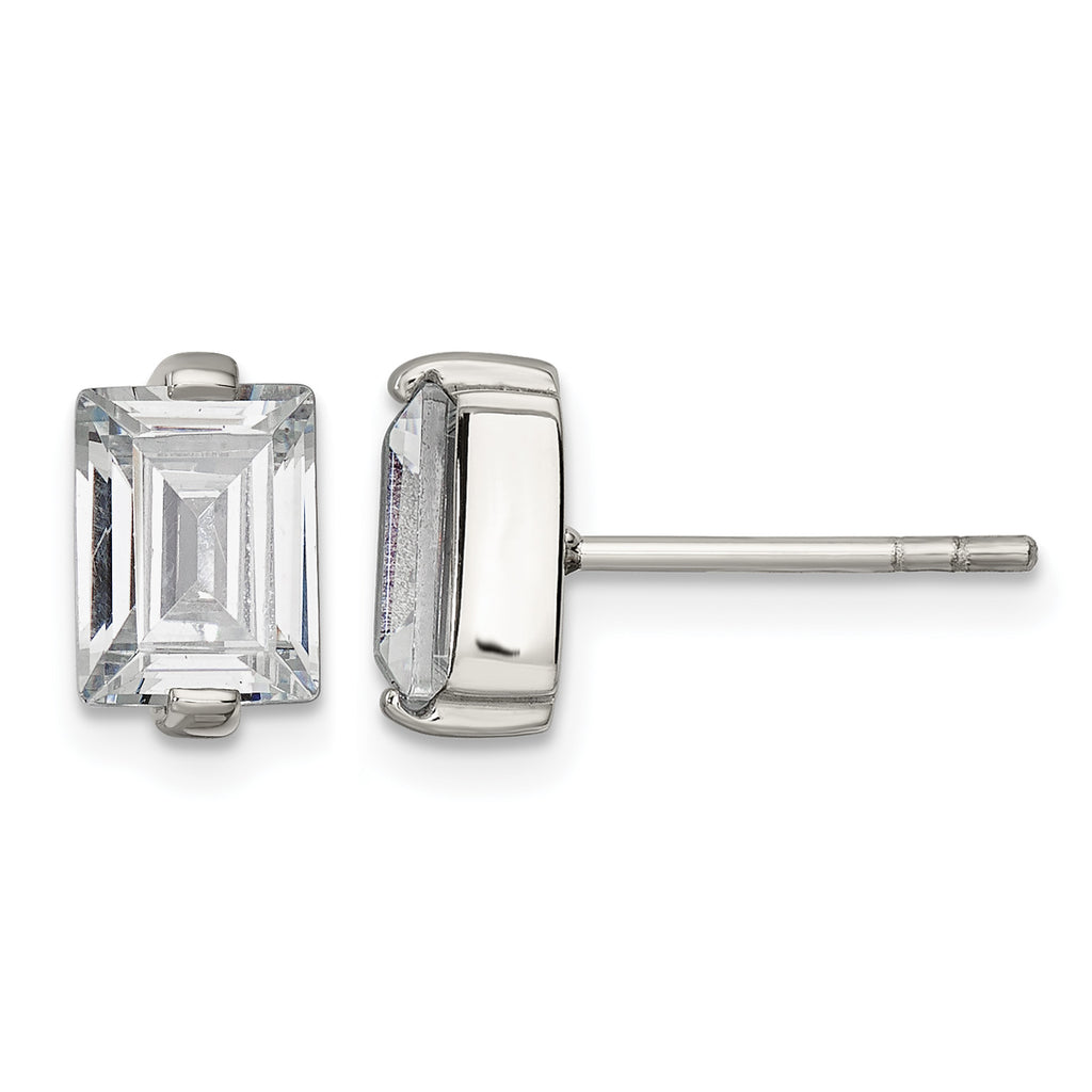 Stainless Steel Polished Cubic Zirconia Stud Earrings