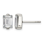 Stainless Steel Polished Cubic Zirconia Stud Earrings