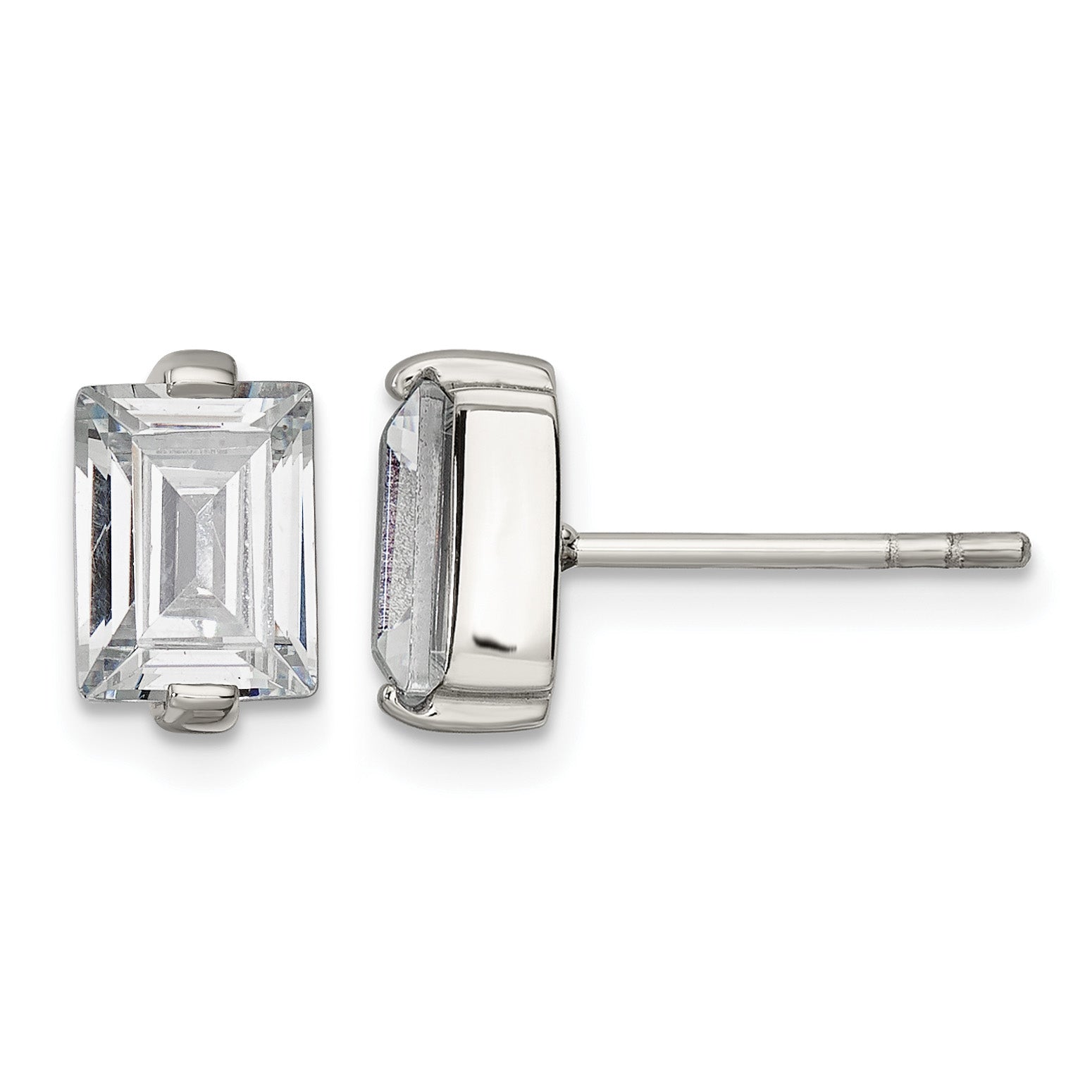 Stainless Steel Polished Cubic Zirconia Stud Earrings