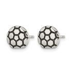 Stainless Steel Polished & Antiqued Button Earrings for Women