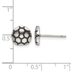 Stainless Steel Polished & Antiqued Button Earrings for Women