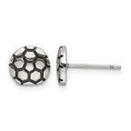 Stainless Steel Polished & Antiqued Button Earrings for Women