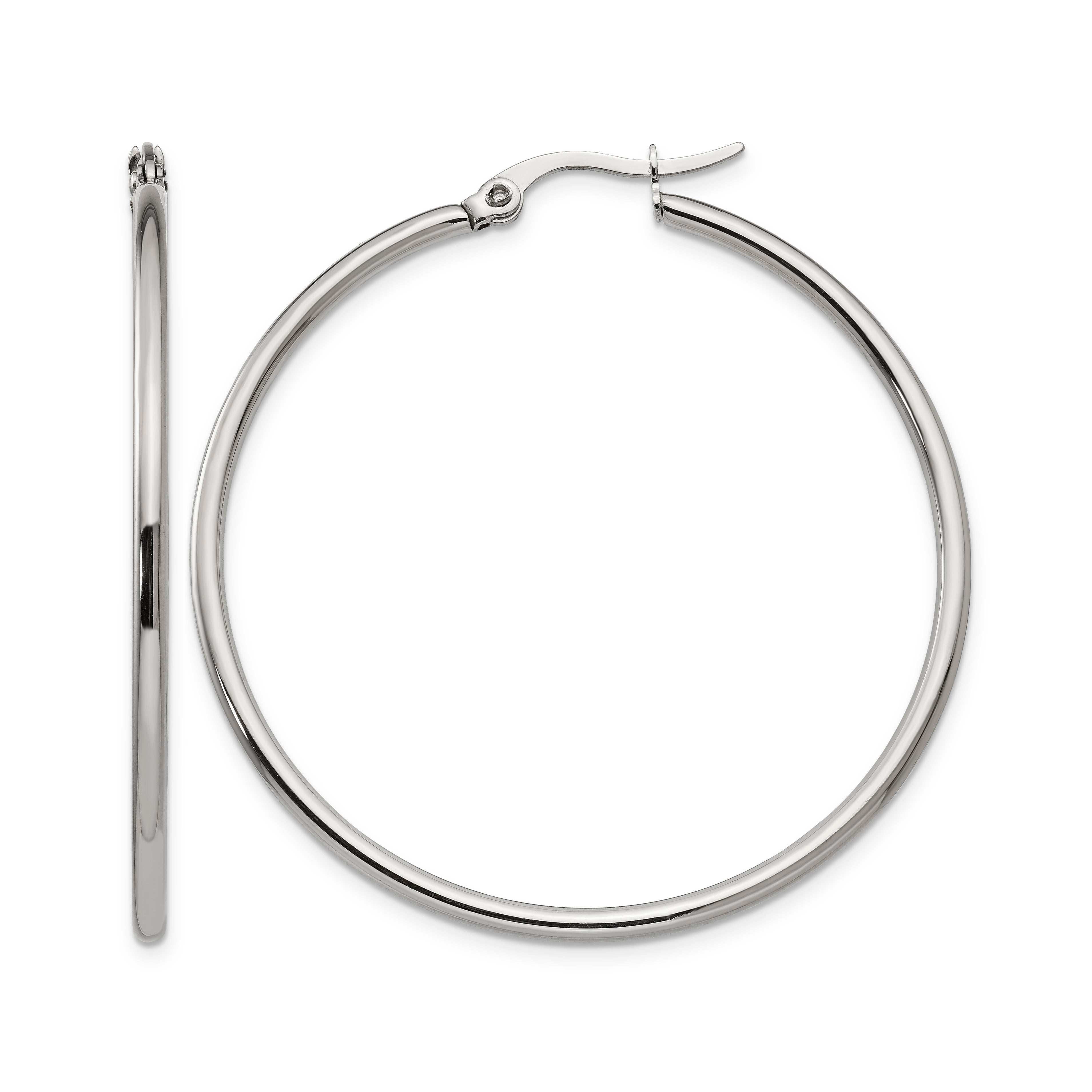 Stainless Steel Polished Hoop Earrings for Women