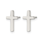 Stainless Steel Polished Cross Button Earrings
