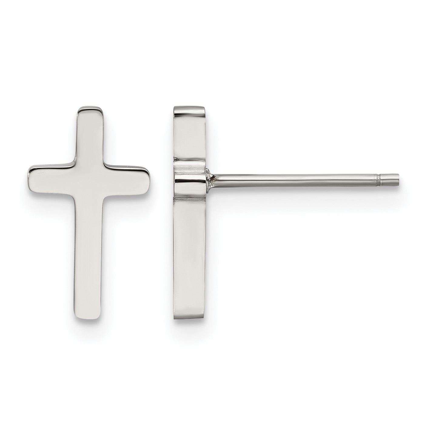 Stainless Steel Polished Cross Button Earrings Main image