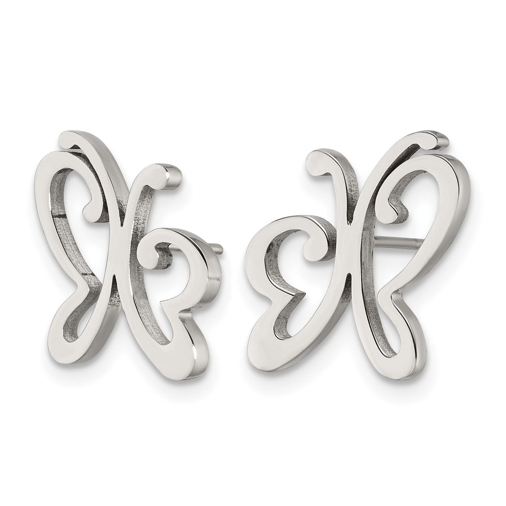 Stainless Steel Polished Button Earrings for Women