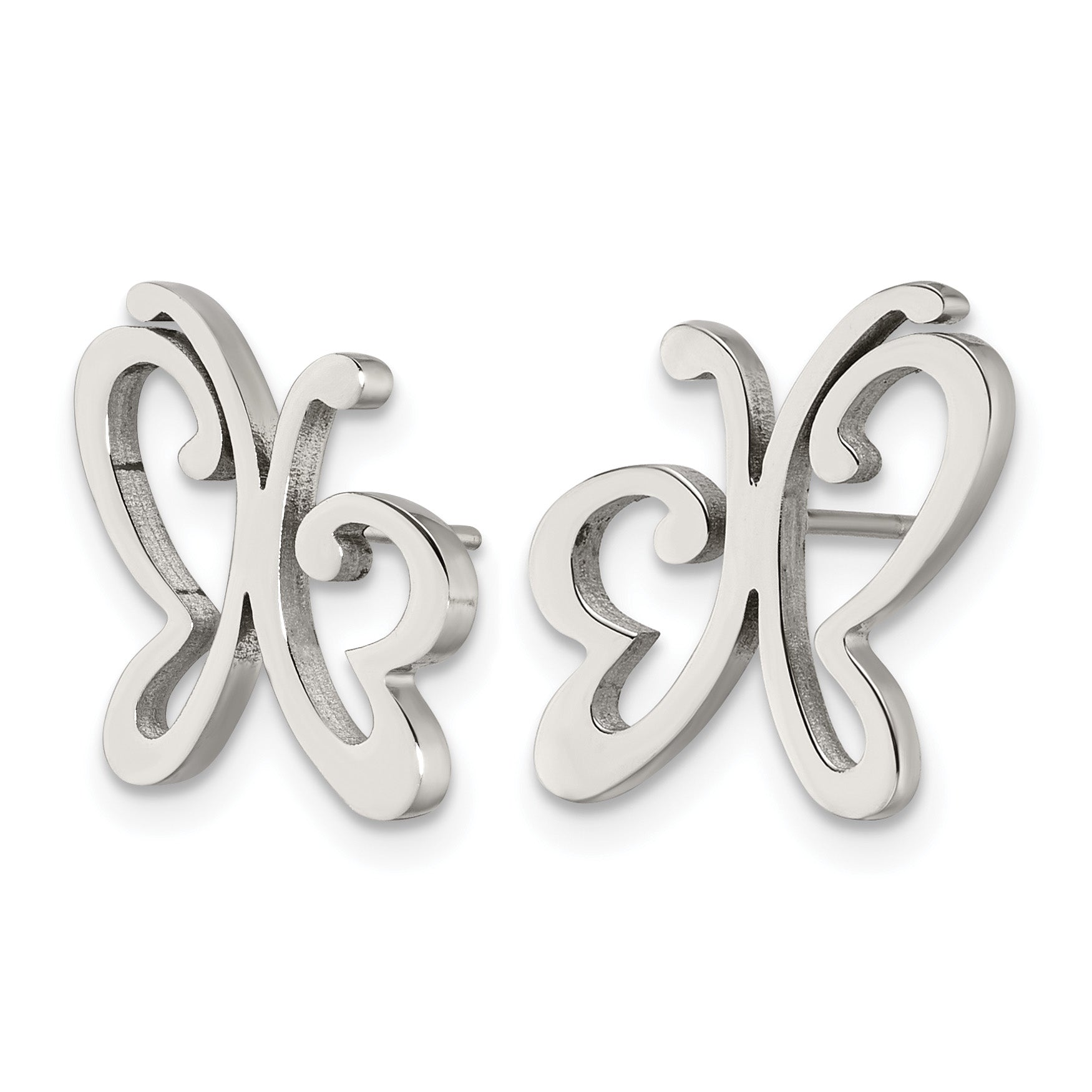 Stainless Steel Polished Button Earrings for Women