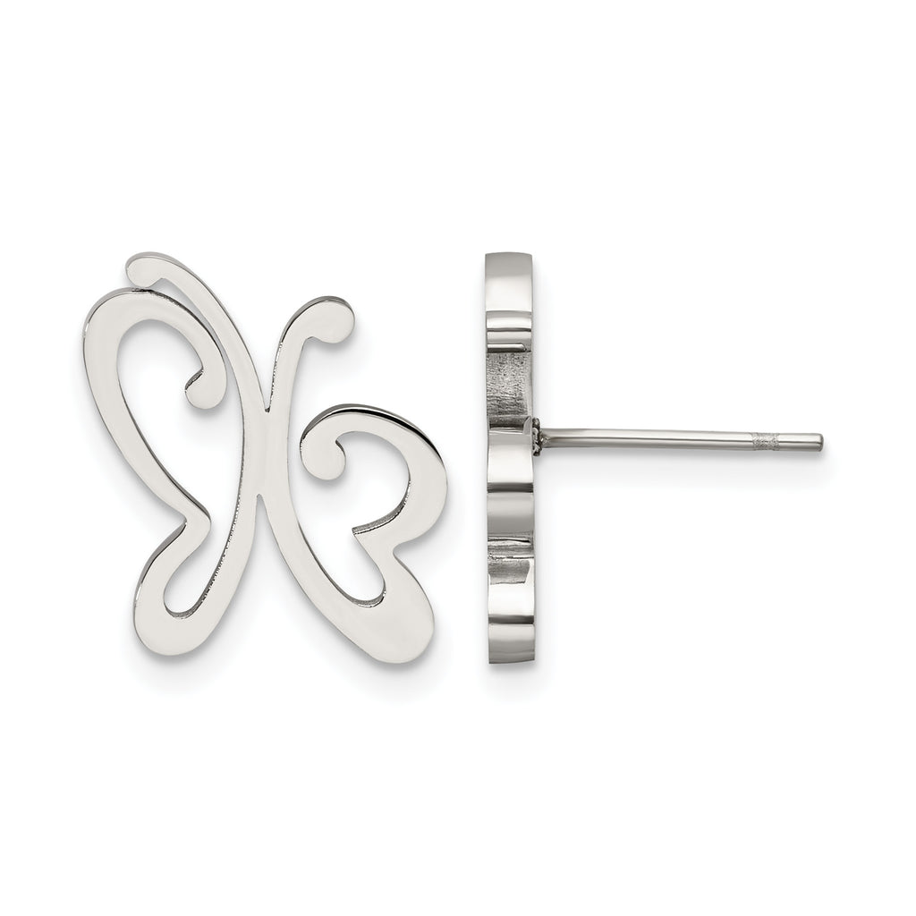 Stainless Steel Polished Button Earrings for Women
