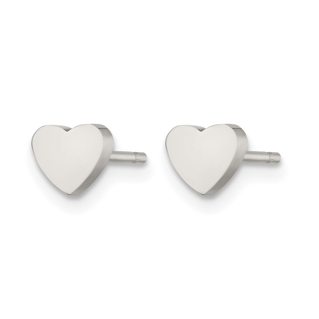 Stainless Steel Polished Heart Button Earrings