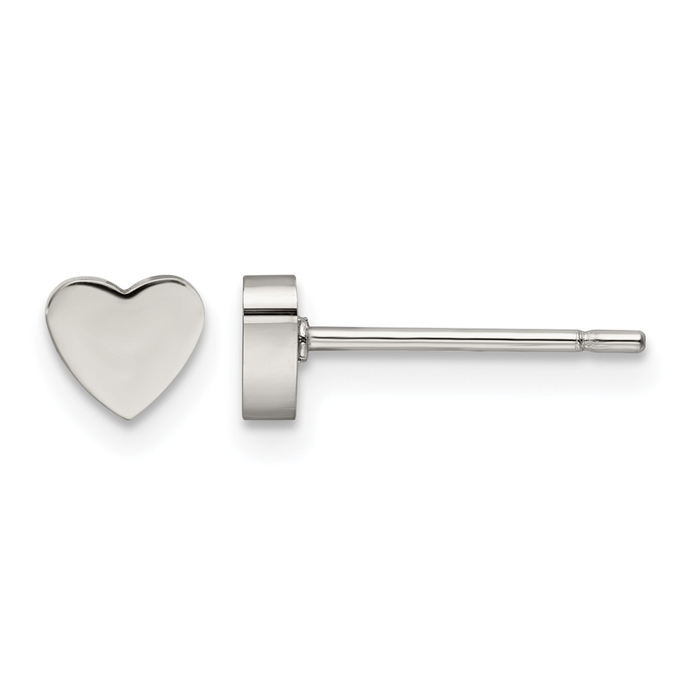Stainless Steel Polished Heart Button Earrings Main image
