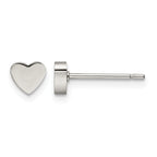Stainless Steel Polished Heart Button Earrings