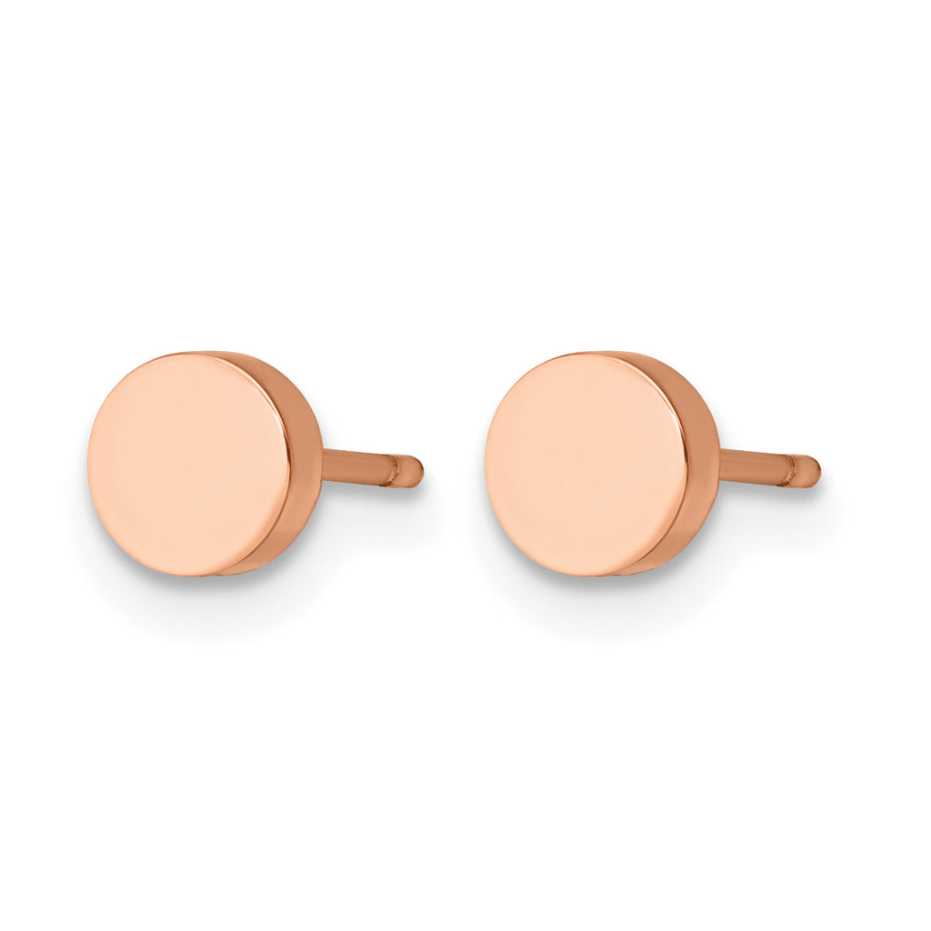 Stainless Steel Rose Gold-Tone Polished Button Earrings
