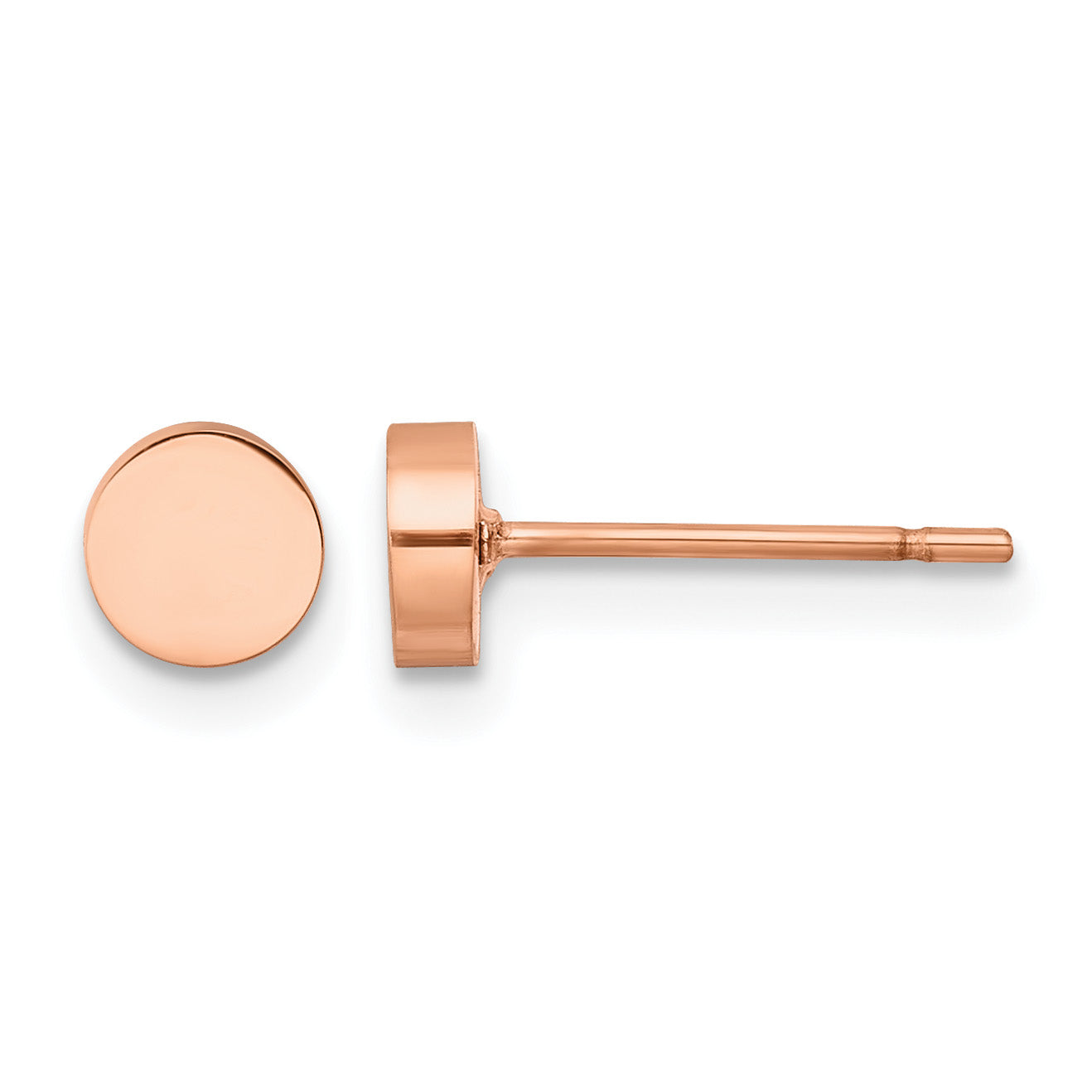 Stainless Steel Rose Gold-Tone Polished Button Earrings Main image
