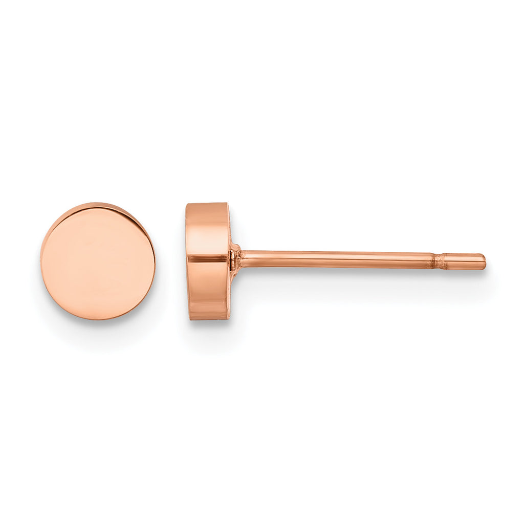 Stainless Steel Rose Gold-Tone Polished Button Earrings