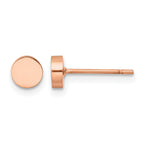 Stainless Steel Rose Gold-Tone Polished Button Earrings