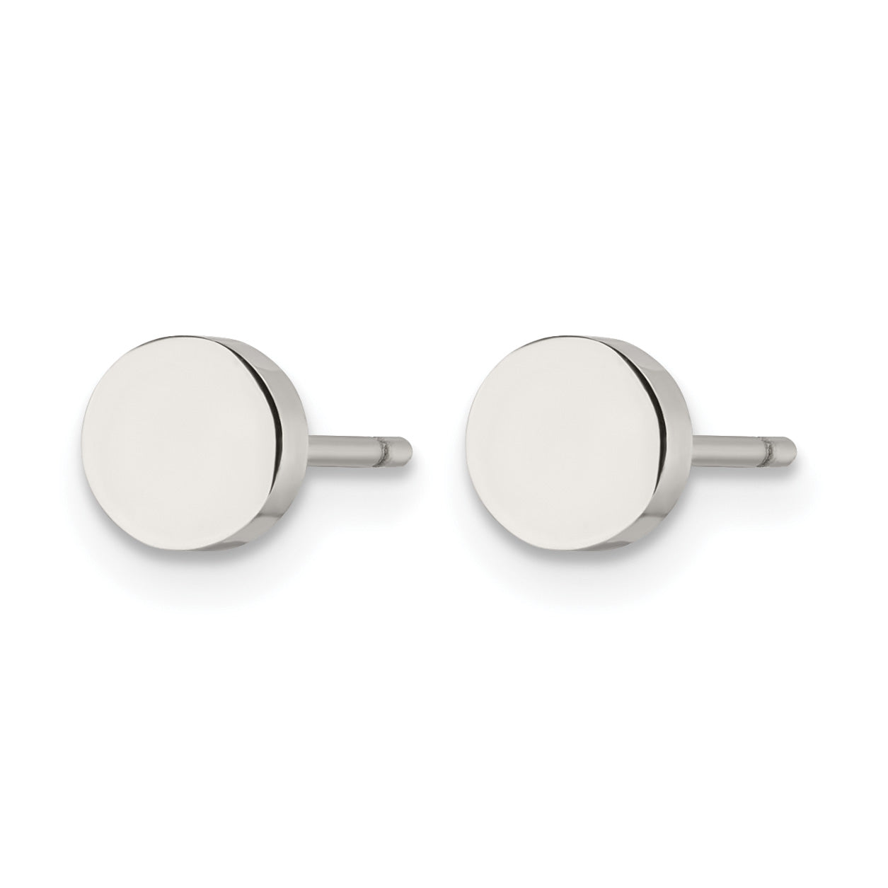 Stainless Steel Polished Button Earrings Secondary image