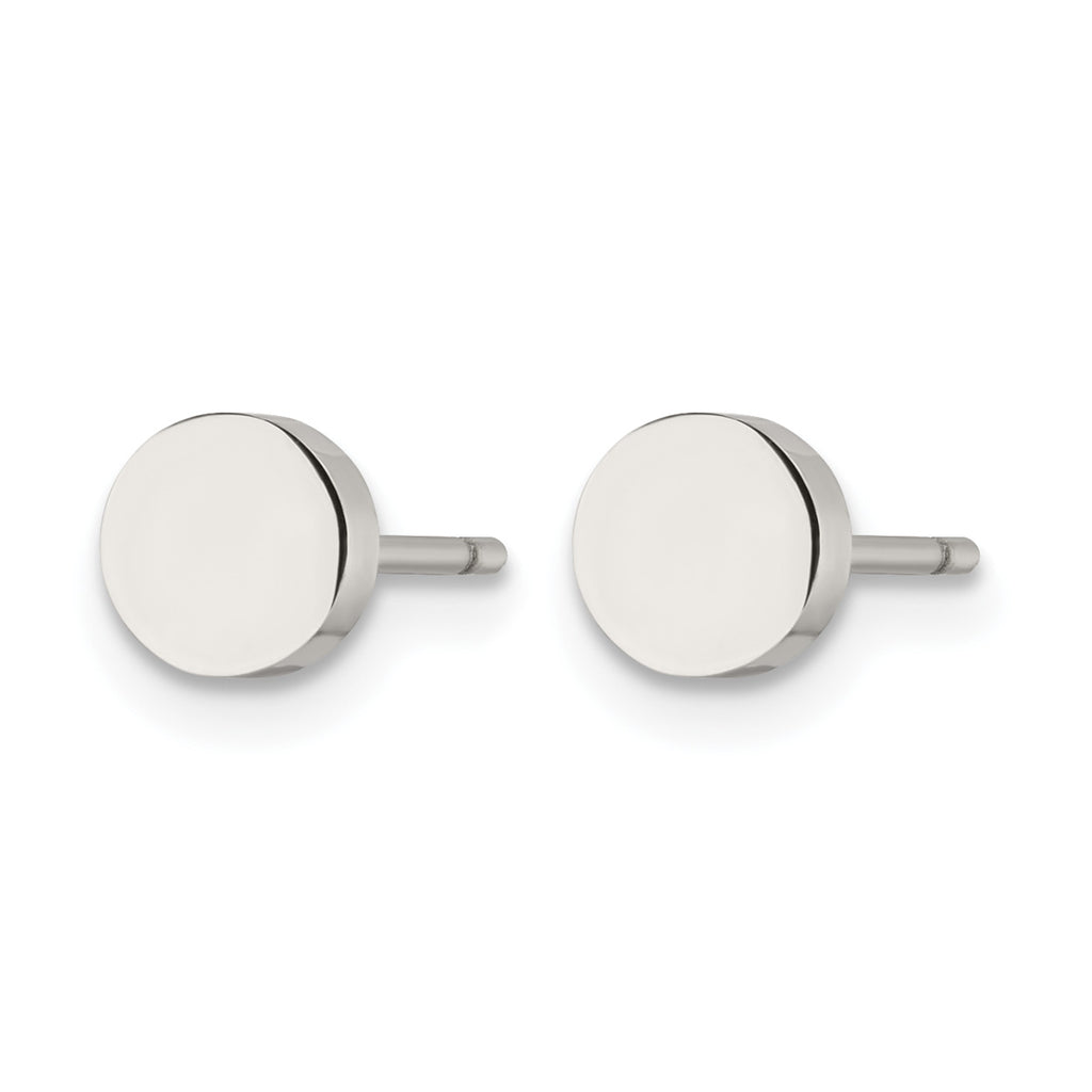 Stainless Steel Polished Button Earrings