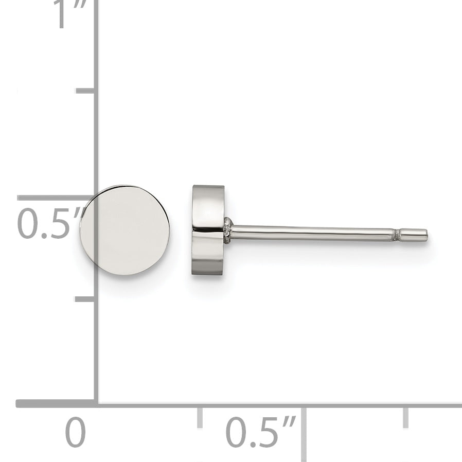 Stainless Steel Polished Button Earrings