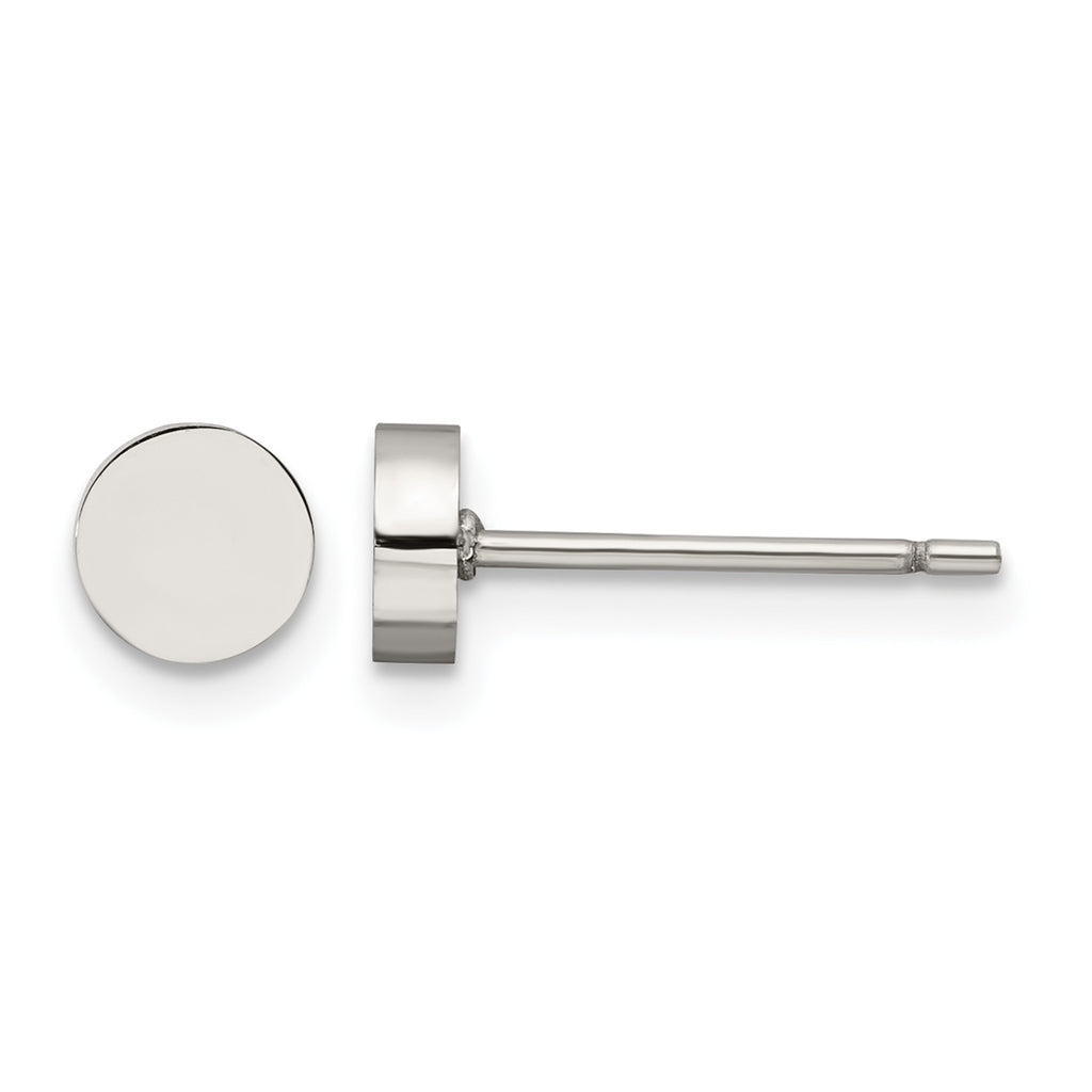 Stainless Steel Polished Button Earrings