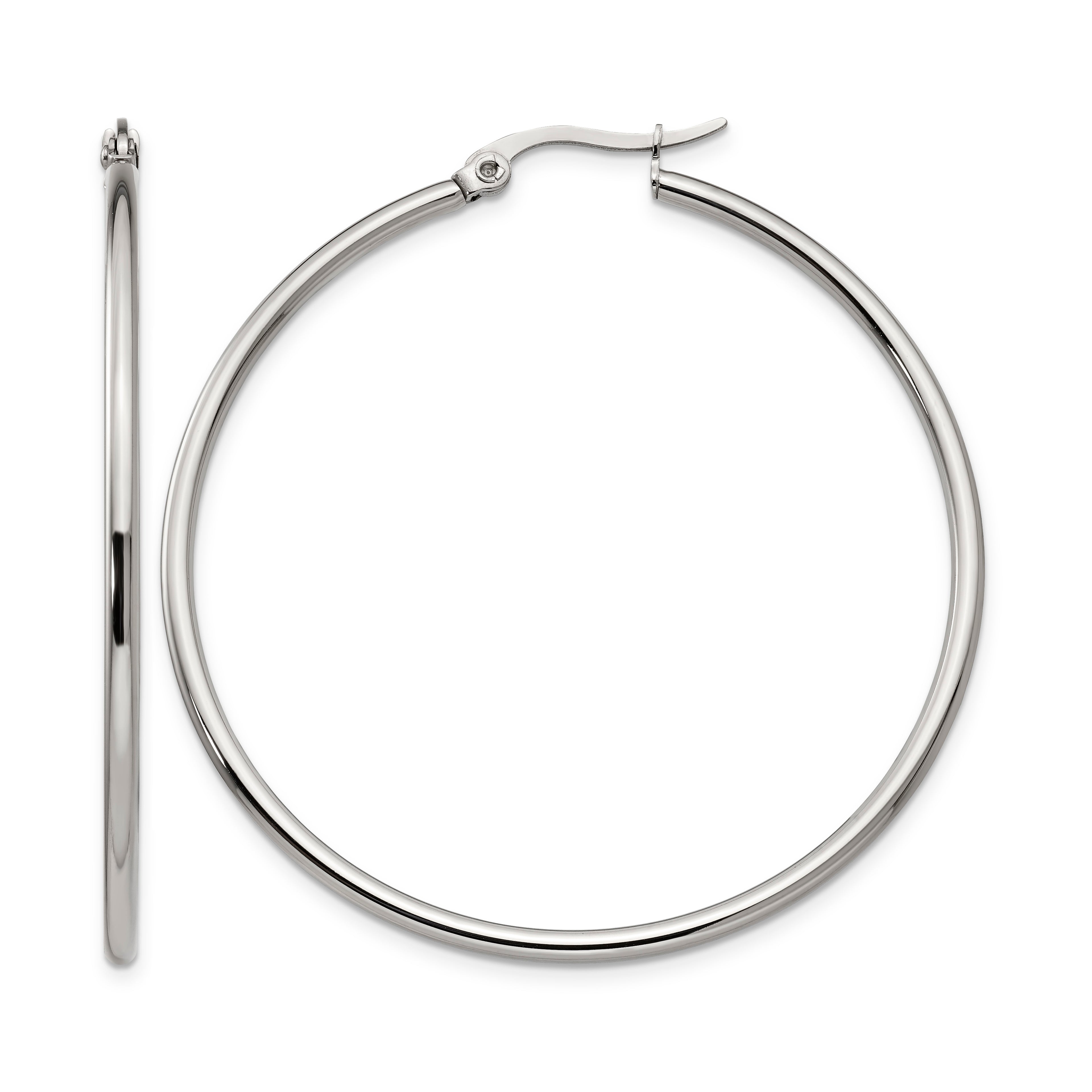 Stainless Steel Polished Hoop Earrings for Women