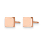 Stainless Steel Rose Gold-Tone Polished Square Button Earrings