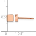 Stainless Steel Rose Gold-Tone Polished Square Button Earrings