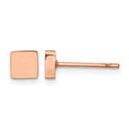 Stainless Steel Rose Gold-Tone Polished Square Button Earrings