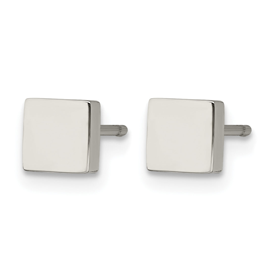 Stainless Steel Polished Square Button Earrings Secondary image