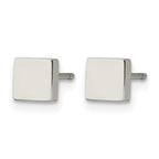 Stainless Steel Polished Square Button Earrings