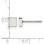 Stainless Steel Polished Square Button Earrings