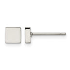 Stainless Steel Polished Square Button Earrings