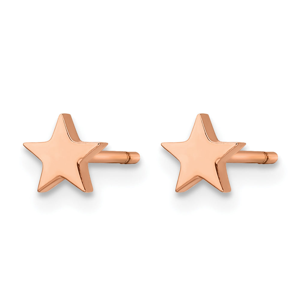 Stainless Steel Rose Gold-Tone Polished Star Button Earrings