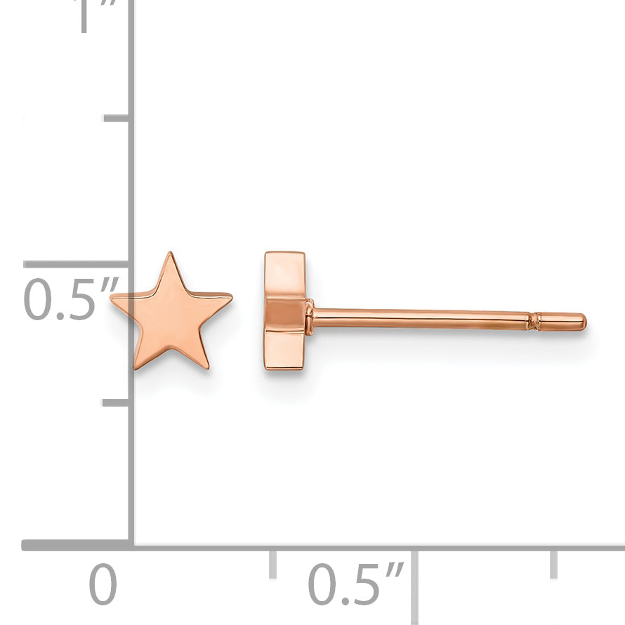 Stainless Steel Rose Gold-Tone Polished Star Button Earrings