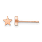 Stainless Steel Rose Gold-Tone Polished Star Button Earrings