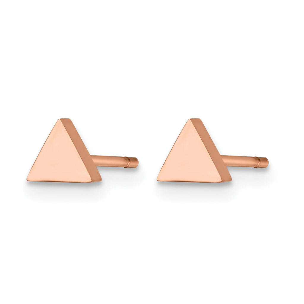 Stainless Steel Rose Gold-Tone Polished Button Earrings