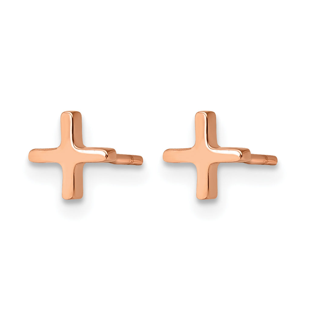 Stainless Steel Rose Gold-Tone Polished Button Earrings