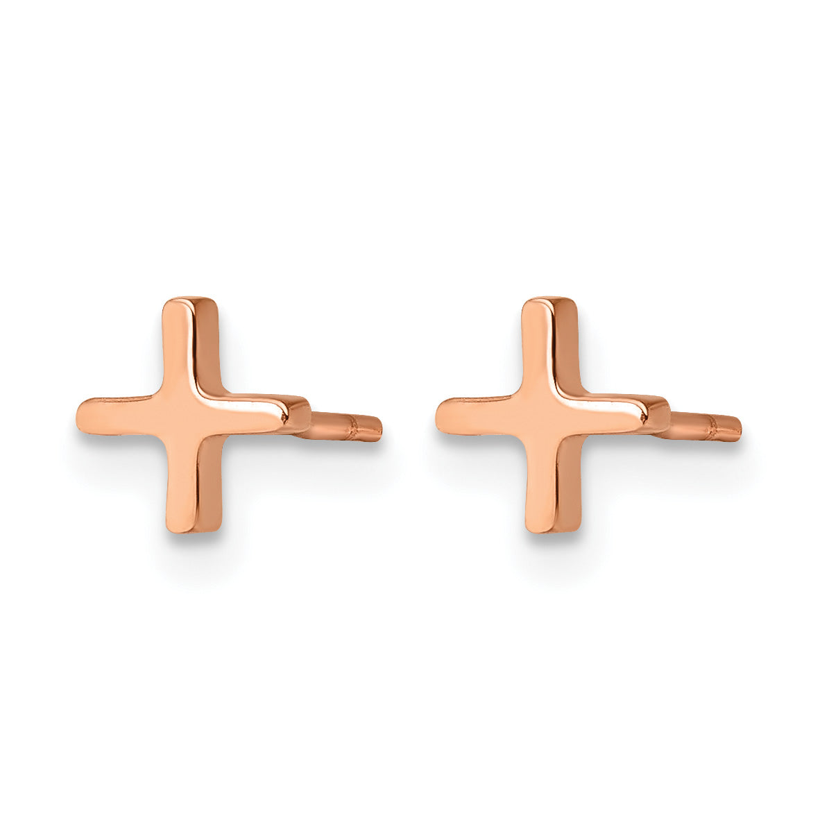 Stainless Steel Rose Gold-Tone Polished Button Earrings