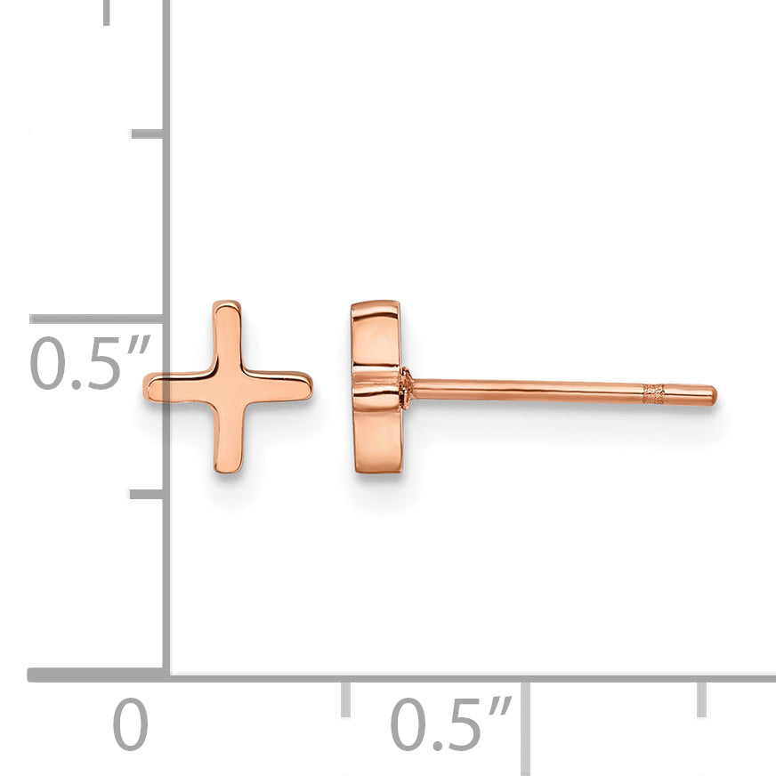 Stainless Steel Rose Gold-Tone Polished Button Earrings