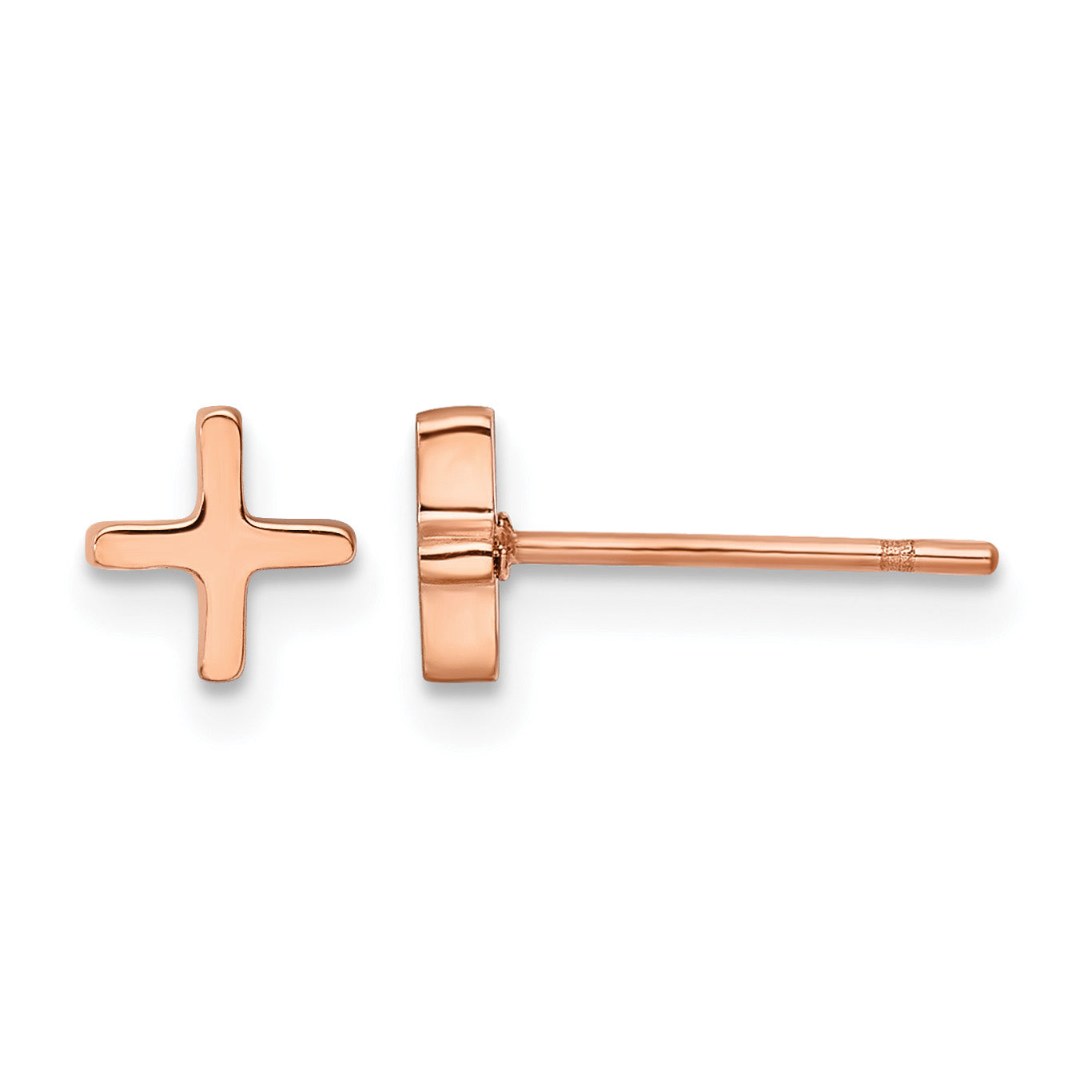 Stainless Steel Rose Gold-Tone Polished Button Earrings Main image