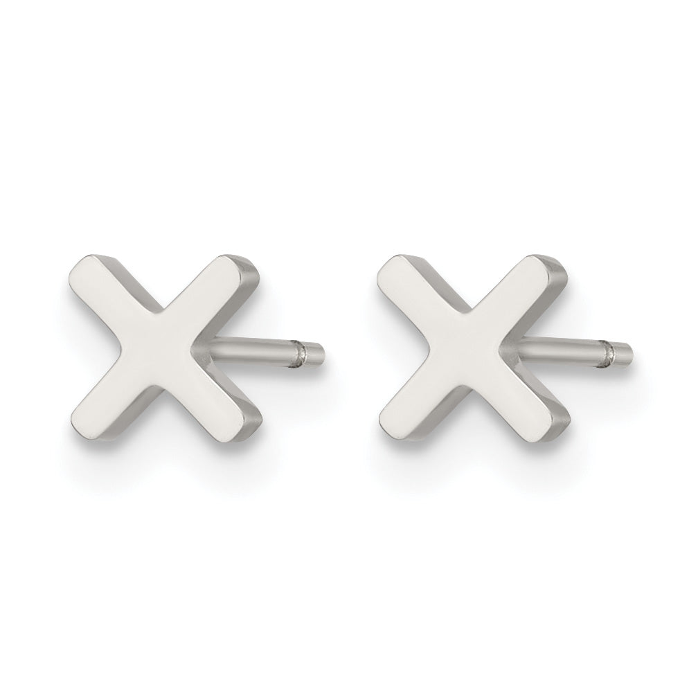 Stainless Steel Polished Button Earrings