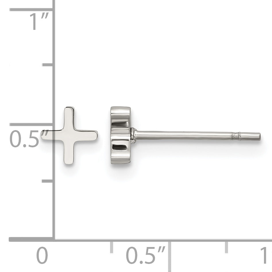 Stainless Steel Polished Button Earrings
